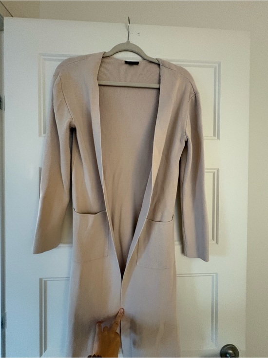 Dynamite Sweaters - Dynamite Long Open-Front Trench Coat in Light Beige